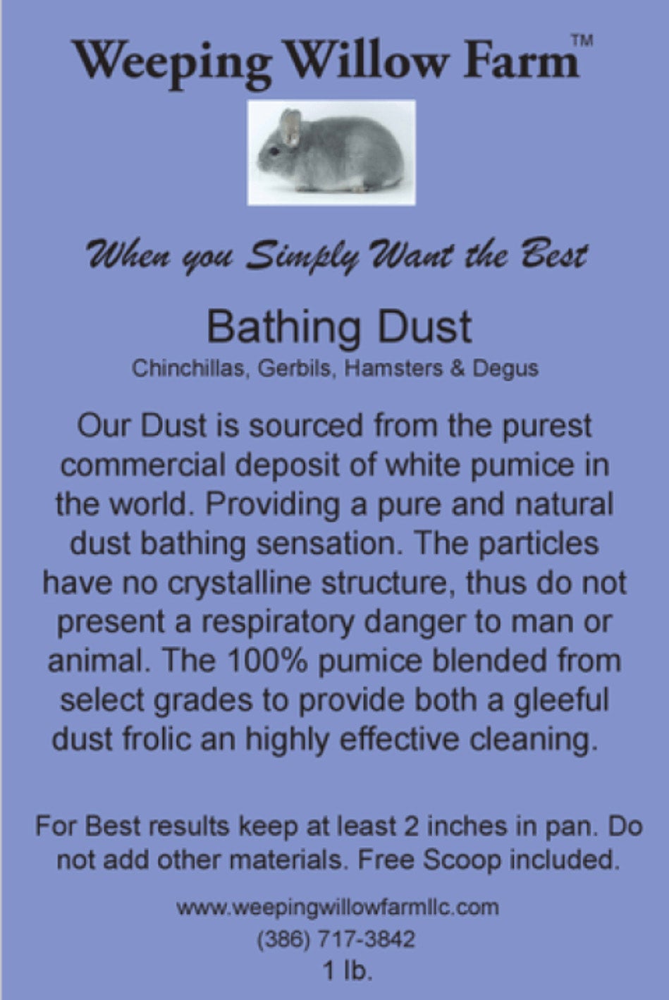 Chinchilla Premium Bathing Dust in 1lb. bag